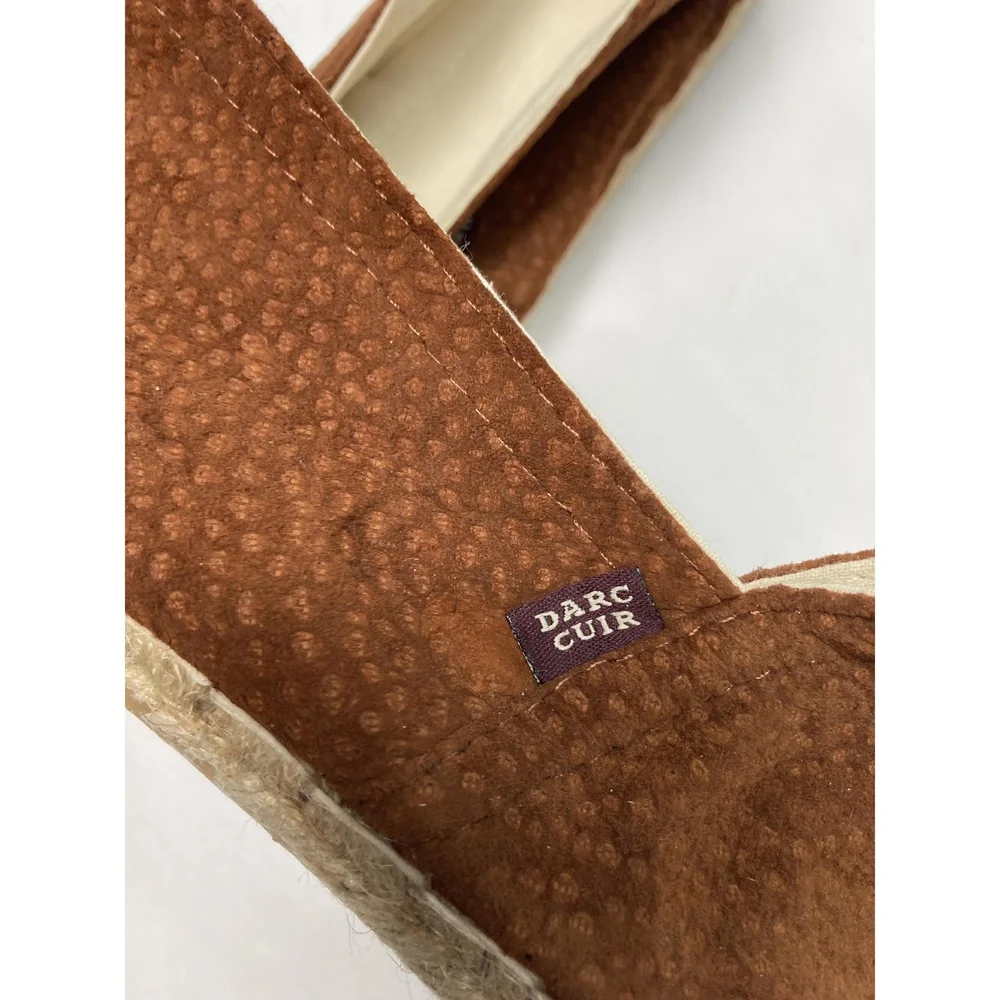 Darc Cuir Leather Espadrille Flats Women’s Brown Slip-On Woven‎ Jute Sole 9.5-10